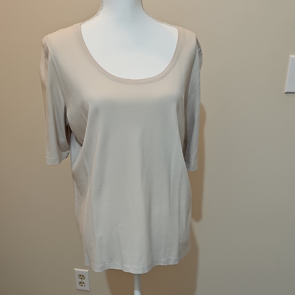 Christopher & Banks Tan Relaxed Short Sleeve T-Shirt